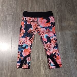 Lululemon Leggings Pants Run Inspire Crop II Secret Garden Black Pink Floral